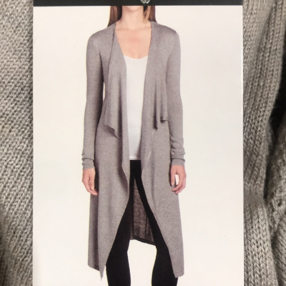 Chelsea & theadore long open cardigan side pockets Sz S NWT duster